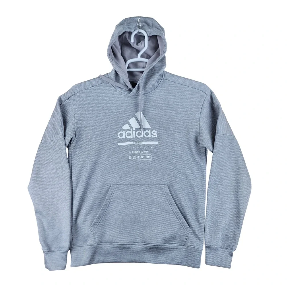 Adidas Hoodie Mens Small Gray Climawarm Pullover Creators Only Graphic DH9075